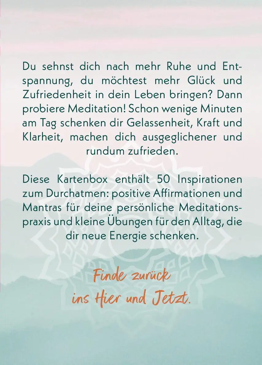 Rückseite: 9783845857701 | Meditations-Mantras | 50 Ideenkärtchen zum Durchatmen | Box | 50 S.