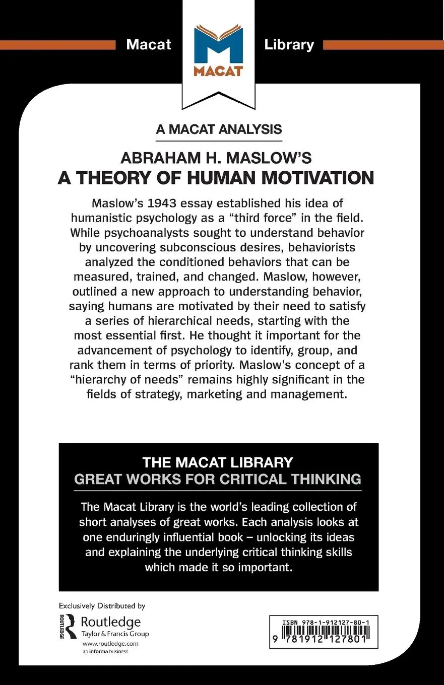Rückseite: 9781912127801 | An Analysis of Abraham H. Maslow's A Theory of Human Motivation | Buch