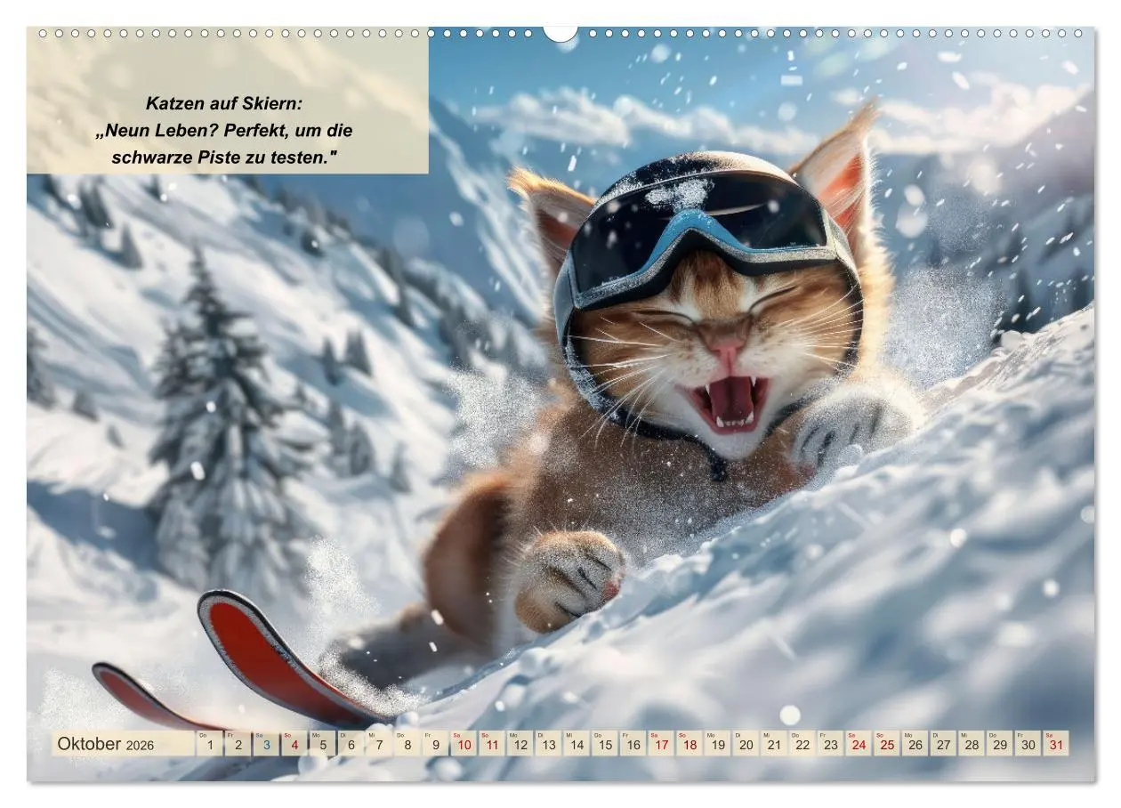 Bild: 9783457387801 | Tierisch lustige Skifahrer (Wandkalender 2026 DIN A2 quer),...