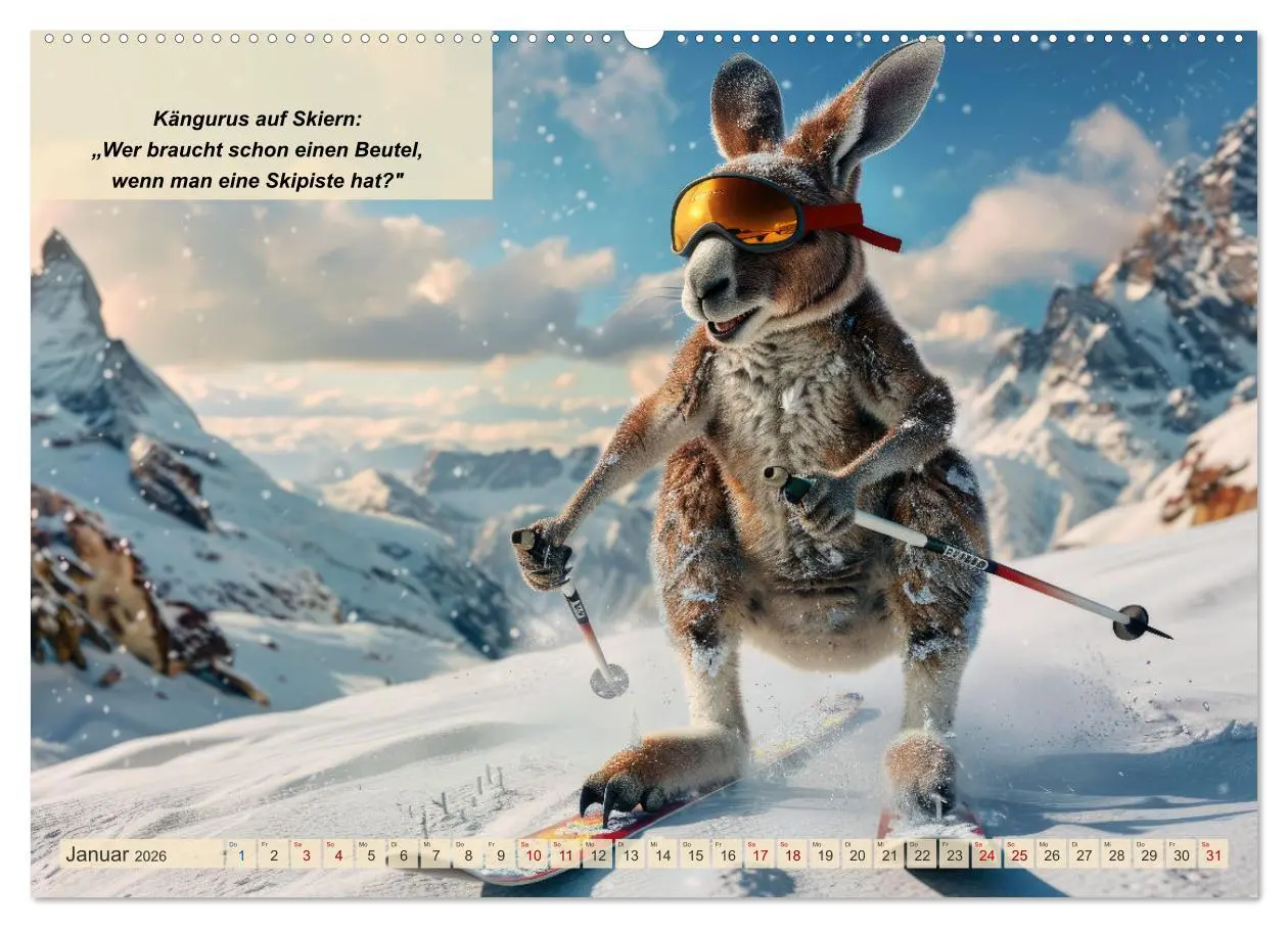 Bild: 9783457387801 | Tierisch lustige Skifahrer (Wandkalender 2026 DIN A2 quer),...