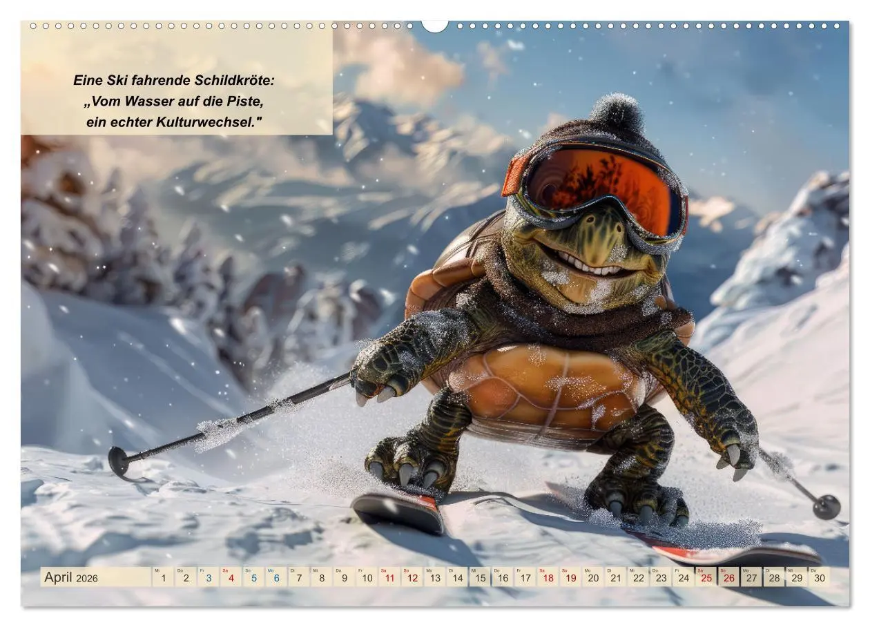 Bild: 9783457387801 | Tierisch lustige Skifahrer (Wandkalender 2026 DIN A2 quer),...
