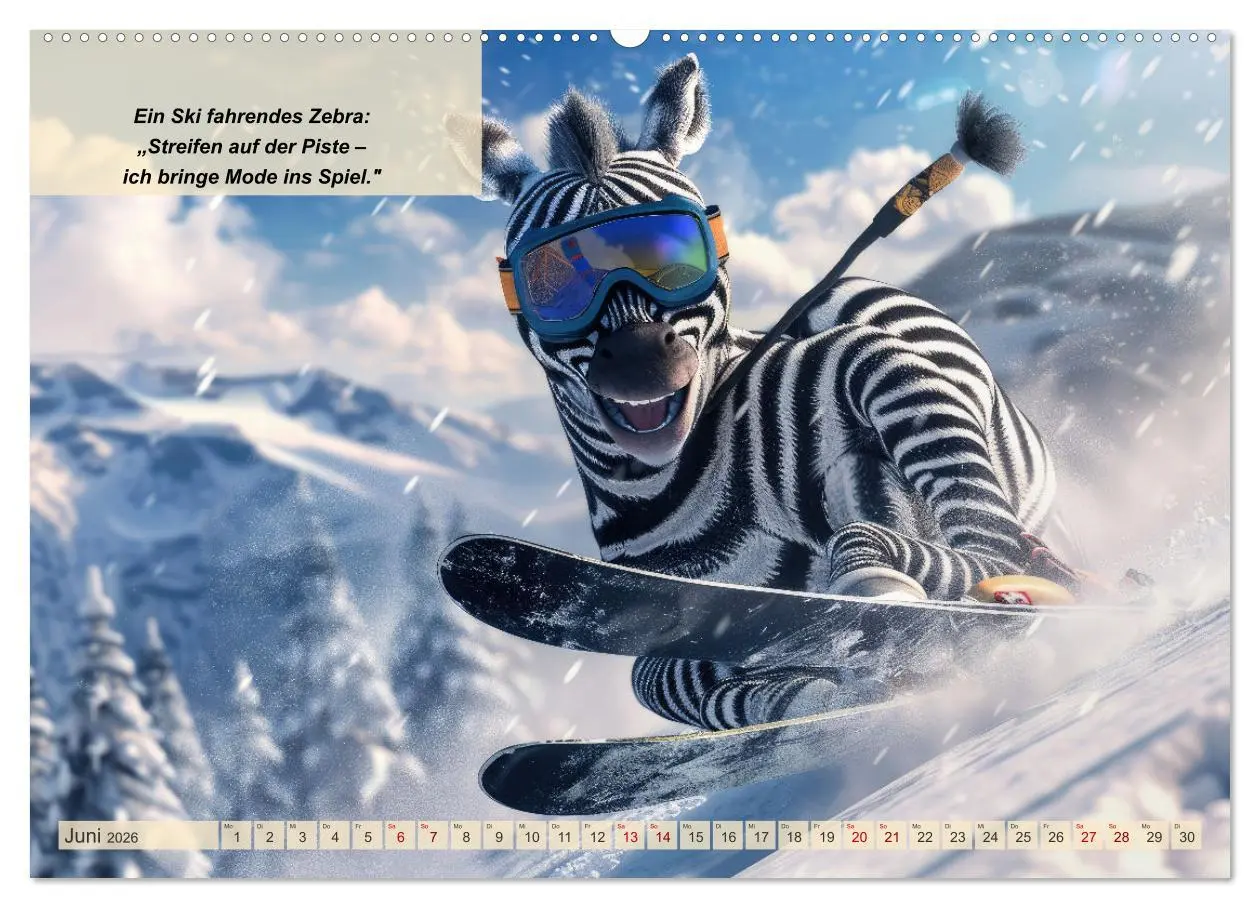 Bild: 9783457387801 | Tierisch lustige Skifahrer (Wandkalender 2026 DIN A2 quer),...