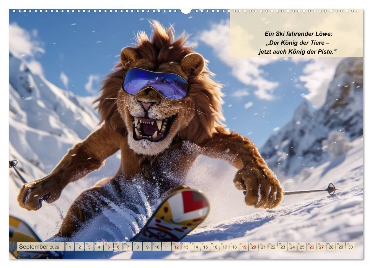 Bild: 9783457387801 | Tierisch lustige Skifahrer (Wandkalender 2026 DIN A2 quer),...