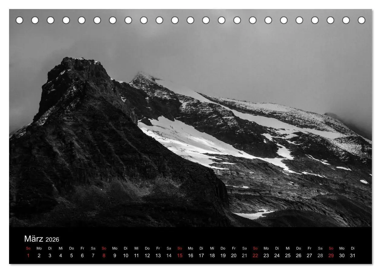 Bild: 9783516097801 | BERGE IN SCHWARZ WEISS (Tischkalender 2026 DIN A5 quer), CALVENDO...