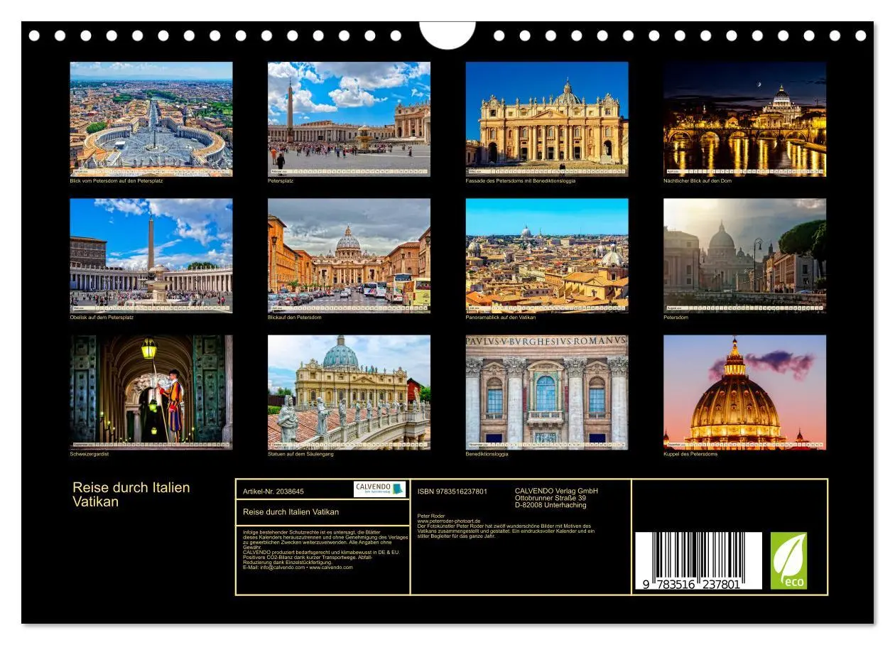 Bild: 9783516237801 | Reise durch Italien Vatikan (Wandkalender 2026 DIN A4 quer),...