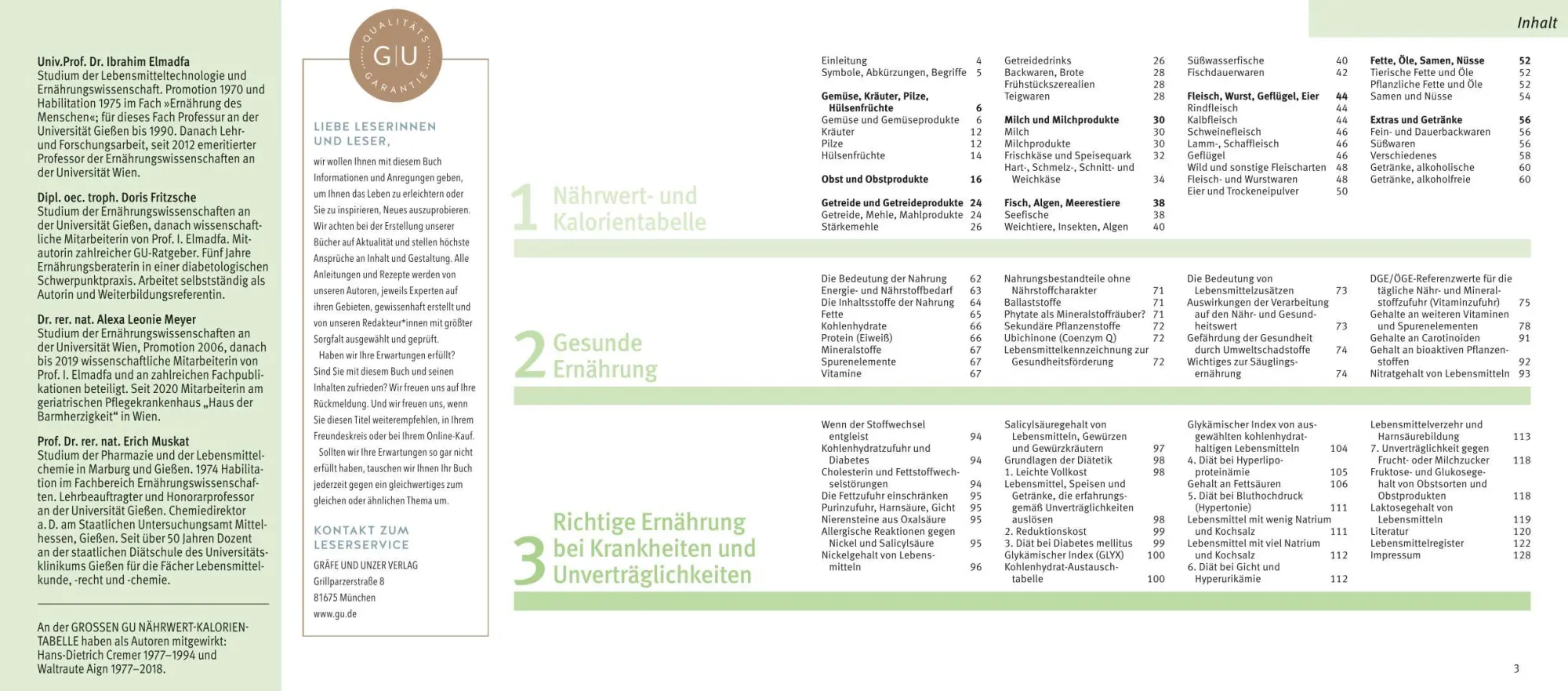 Bild: 9783833897801 | Die große GU Nährwert-Kalorien-Tabelle 2026/27 | Elmadfa (u. a.)