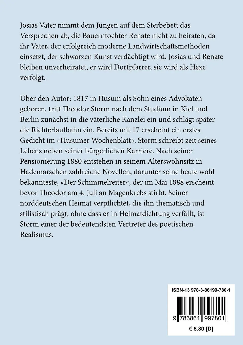 Rückseite: 9783861997801 | Renate / Im Brauerhause | Theodor Storm | Taschenbuch | 88 S. | 2016