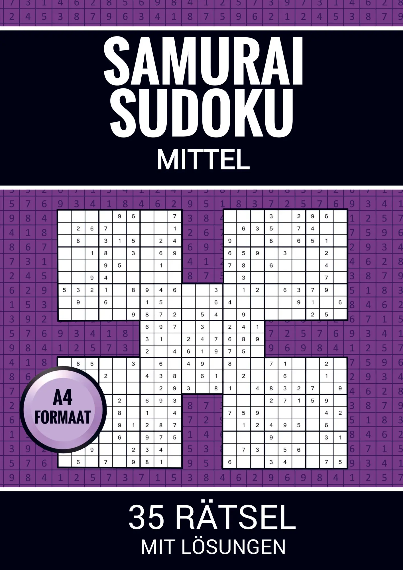 Cover: 9789403777801 | Samurai Sudoku Mittel - 35 Rätsel mit Lösungen | Sudoku Puzzlebücher