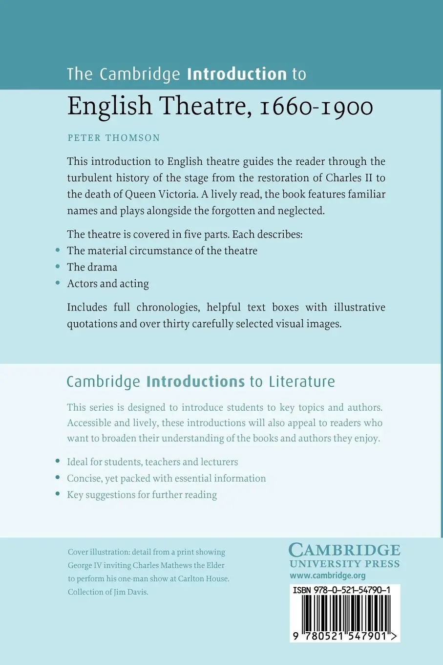 Rückseite: 9780521547901 | The Cambridge Introduction to English Theatre, 1660-1900 | Thomson
