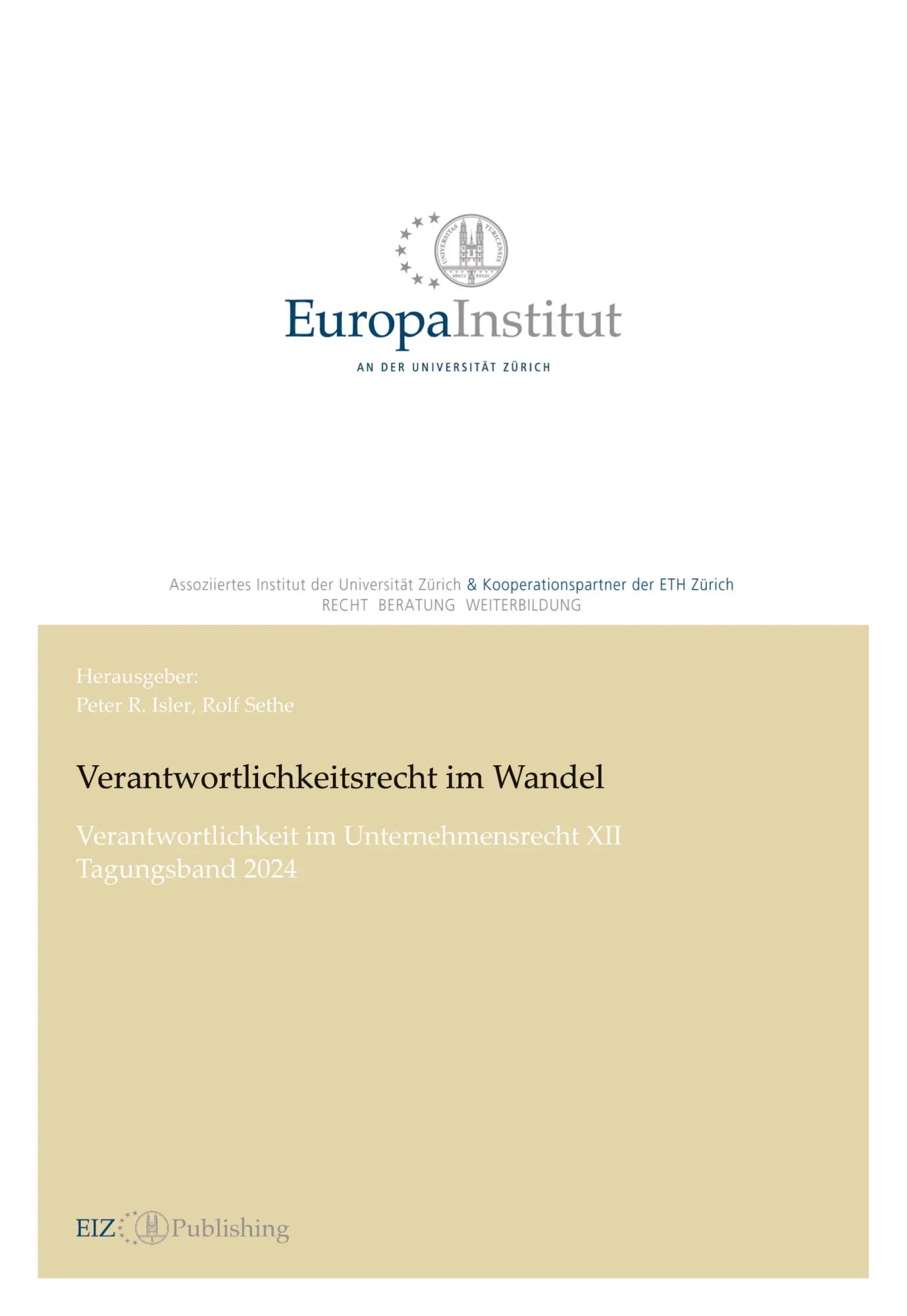 Cover: 9783038057901 | Verantwortlichkeitsrecht im Wandel | Rolf Sethe | Taschenbuch | 2025