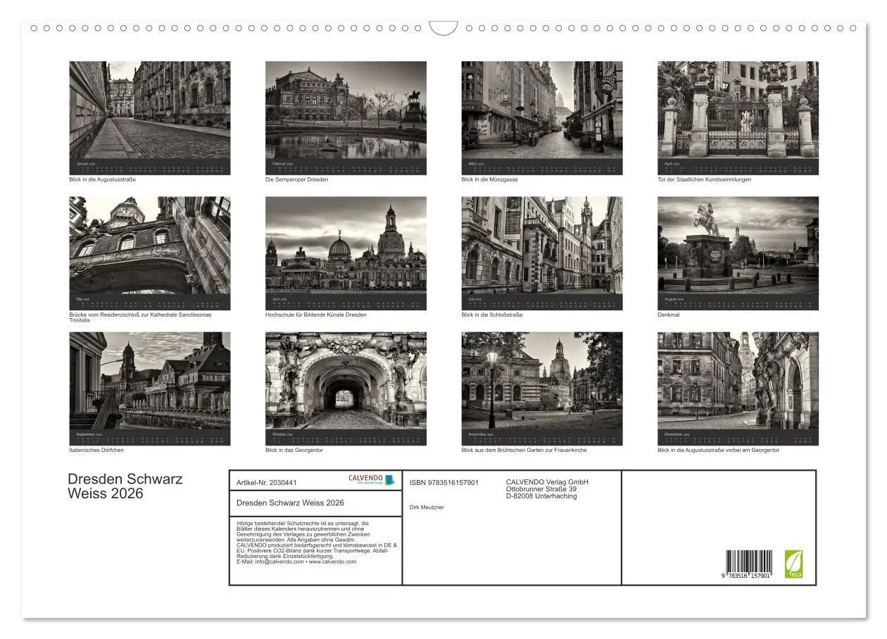Bild: 9783516157901 | Dresden Schwarz Weiss 2026 (Wandkalender 2026 DIN A2 quer),...