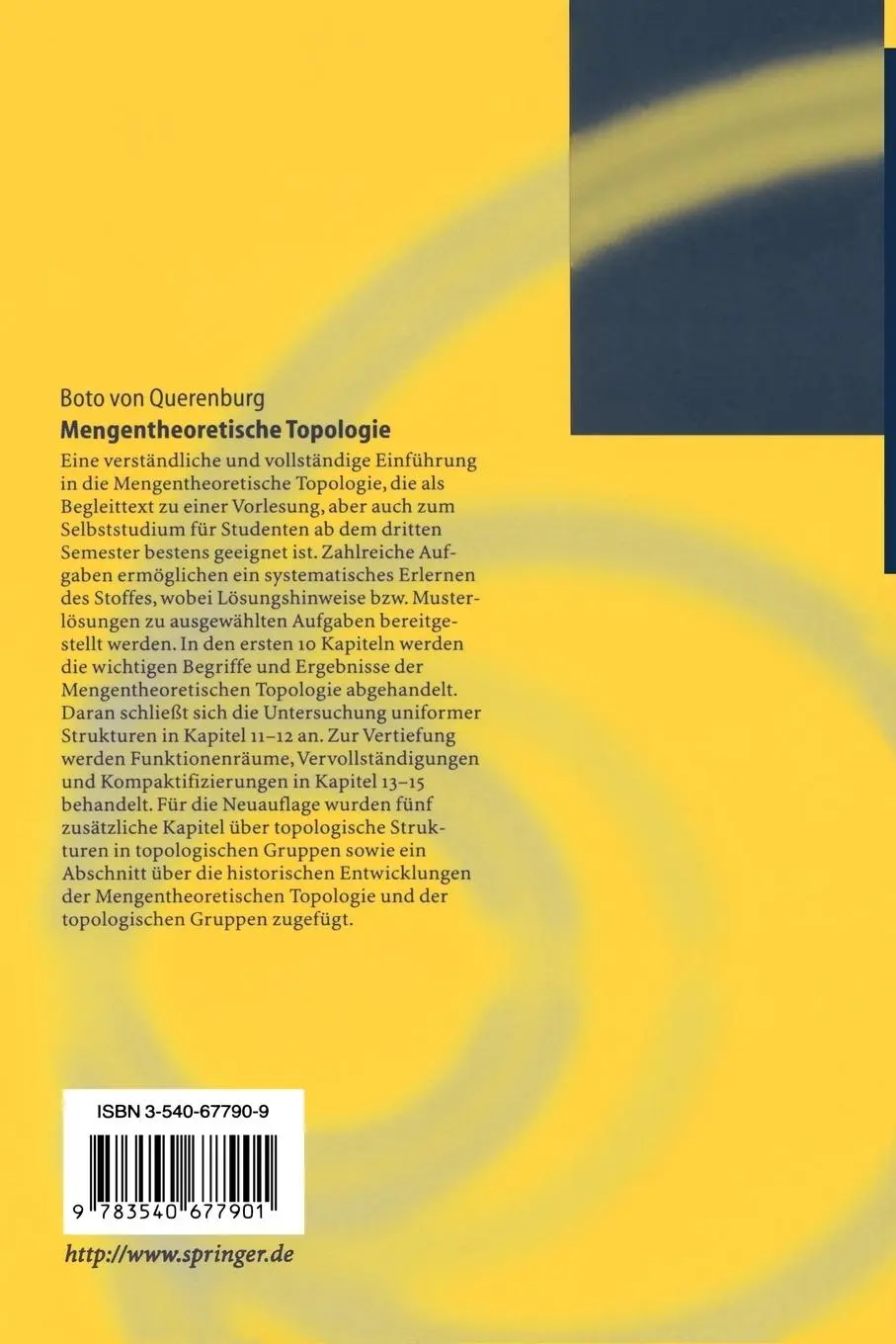 Rückseite: 9783540677901 | Mengentheoretische Topologie | Boto Von Querenburg | Taschenbuch