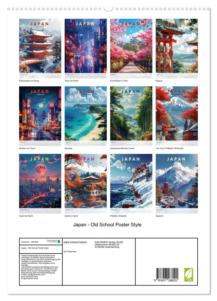 Bild: 9783457268001 | Japan - Old School Poster Style (hochwertiger Premium Wandkalender...