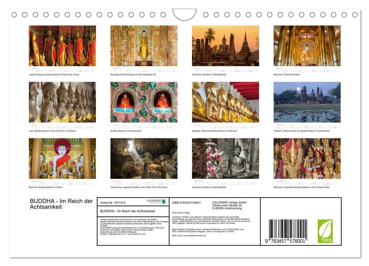 Bild: 9783457578001 | BUDDHA - Im Reich der Achtsamkeit (Wandkalender 2026 DIN A4 quer),...