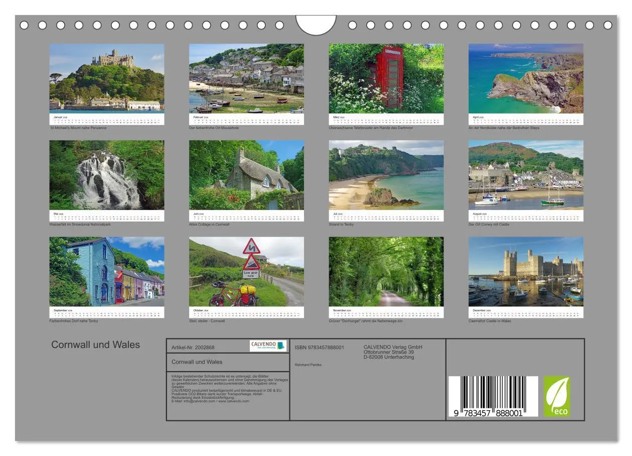 Bild: 9783457888001 | Cornwall und Wales (Wandkalender 2026 DIN A4 quer), CALVENDO...