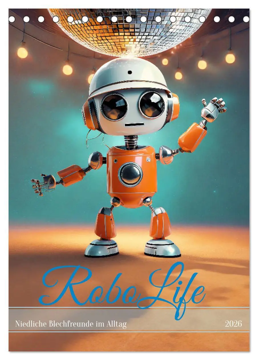 Cover: 9783516288001 | RoboLife - Niedliche Blechfreunde im Alltag (Tischkalender 2026 DIN...