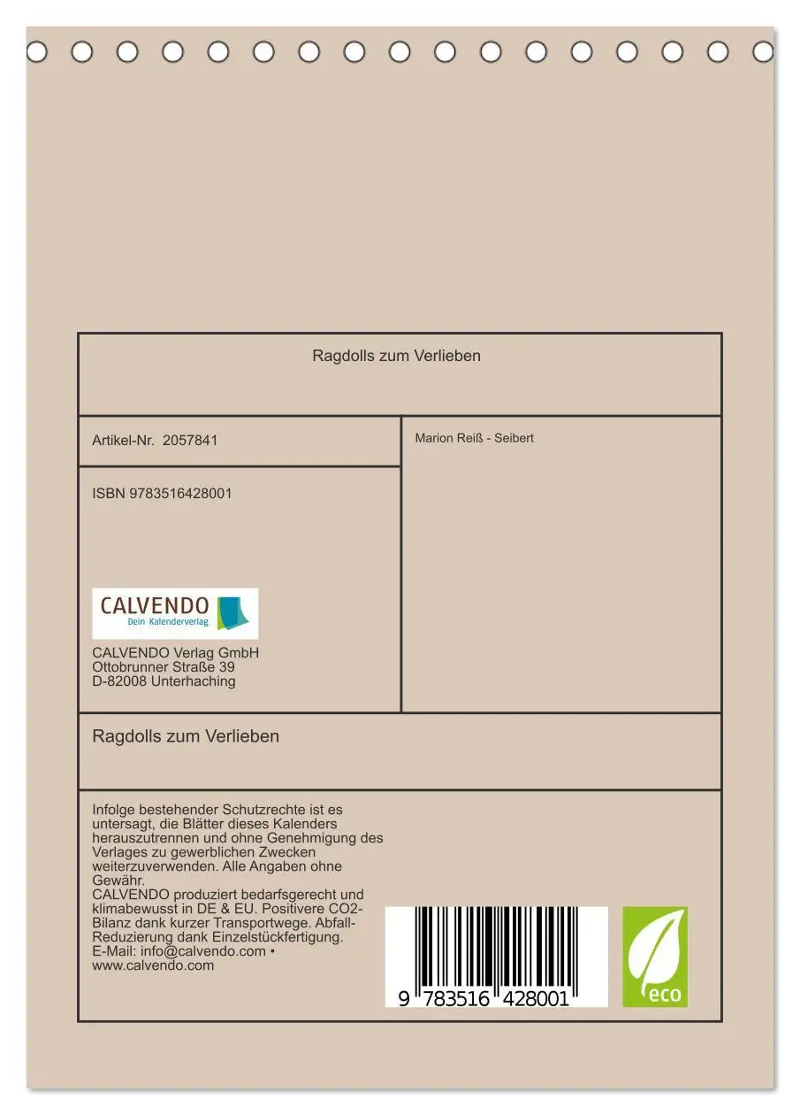 Bild: 9783516428001 | Ragdolls zum Verlieben (Tischkalender 2026 DIN A5 hoch), CALVENDO...