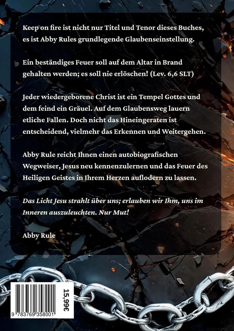 Rückseite: 9783769358001 | Keep on fire | Das Leben im Licht Jesu reflektieren | Abby Rule | Buch