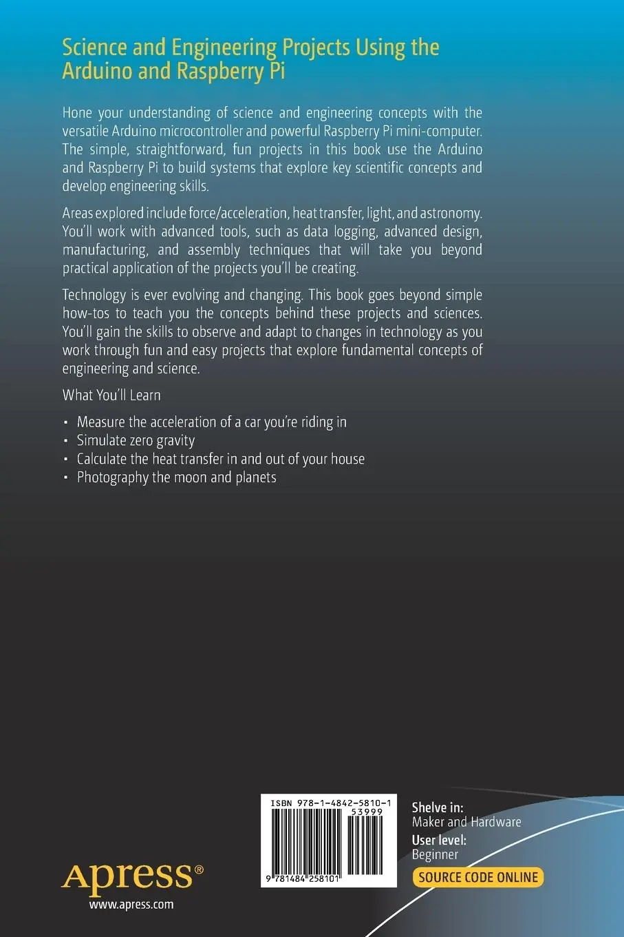 Rückseite: 9781484258101 | Science and Engineering Projects Using the Arduino and Raspberry Pi