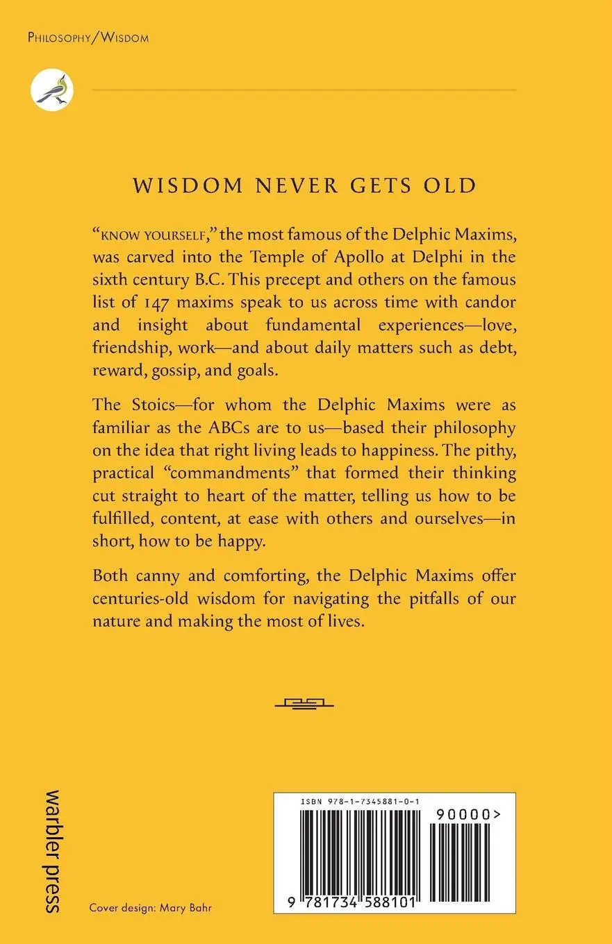 Rückseite: 9781734588101 | The Delphic Maxims | 147 Ancient Rules for a Happy Life | Press | Buch