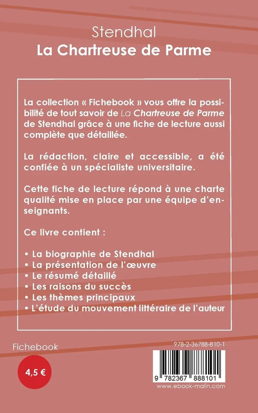 Rückseite: 9782367888101 | Fiche de lecture La Chartreuse de Parme de Stendhal (Analyse...
