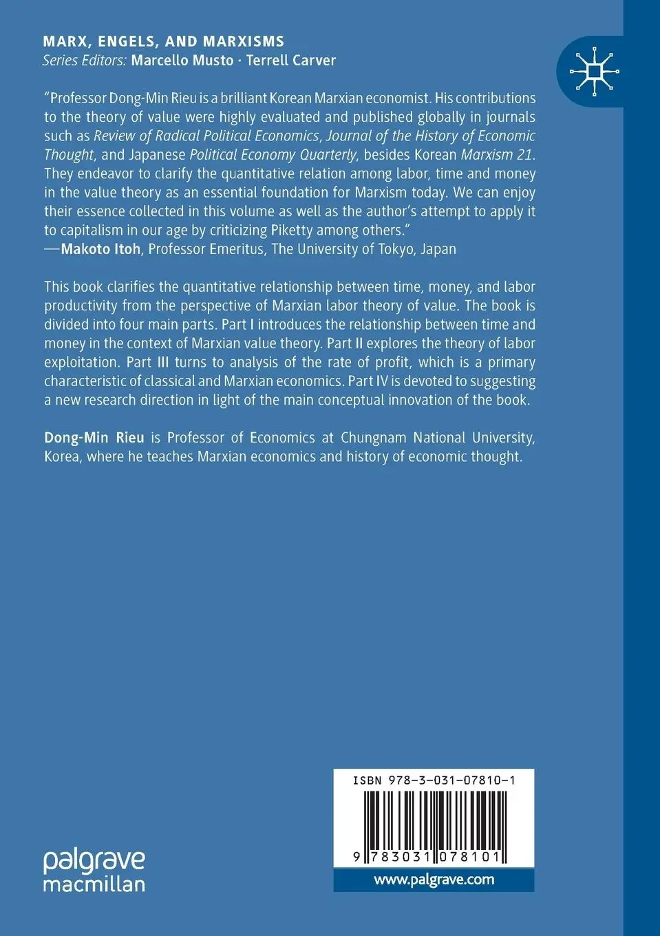 Rückseite: 9783031078101 | A Mathematical Approach to Marxian Value Theory | Dong-Min Rieu | Buch
