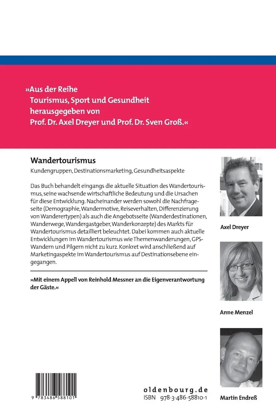 Rückseite: 9783486588101 | Wandertourismus | Axel Dreyer (u. a.) | Buch | 362 S. | Deutsch | 2009
