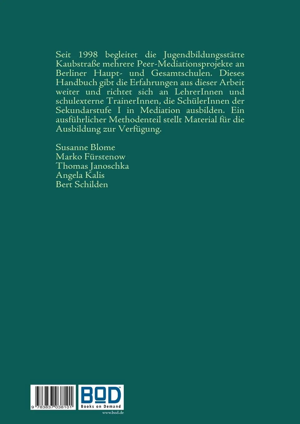 Rückseite: 9783837038101 | Peer-Mediation | Ein Trainingshandbuch für die Sekundarstufe 1 | Buch