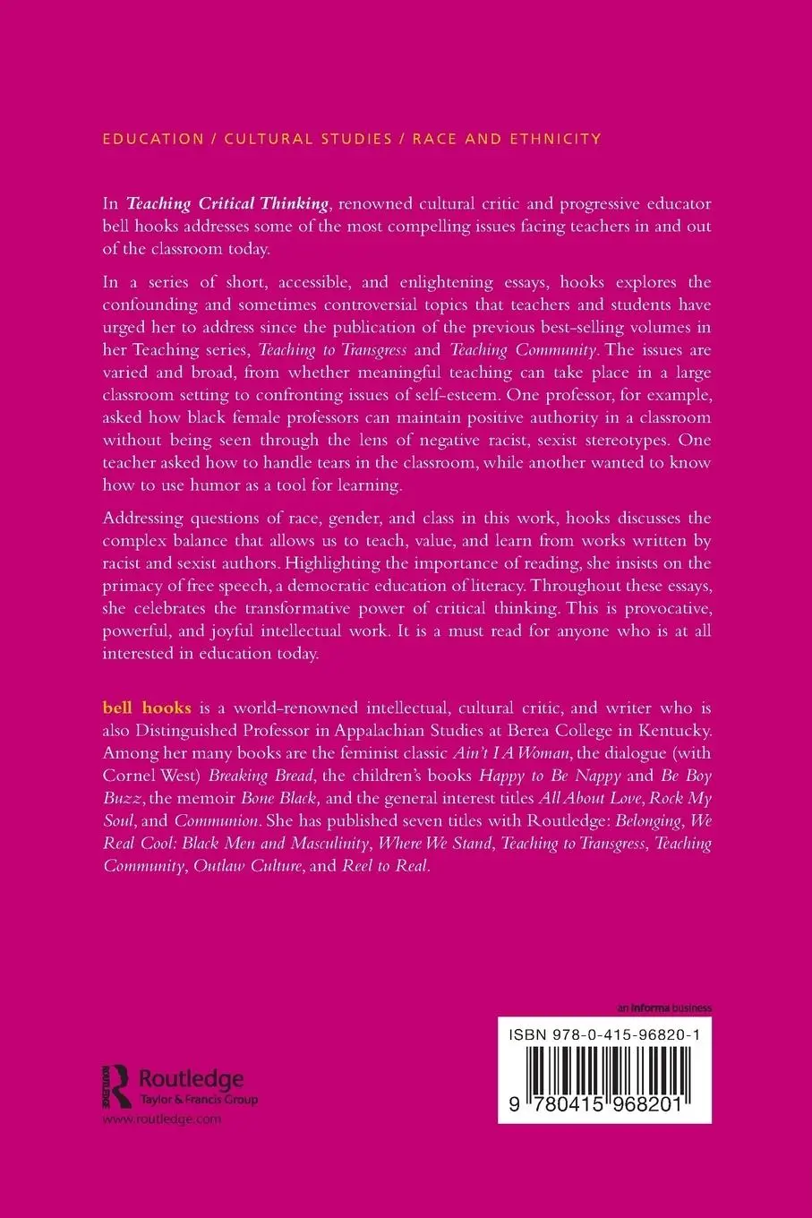 Rückseite: 9780415968201 | Teaching Critical Thinking | Practical Wisdom | Bell Hooks | Buch