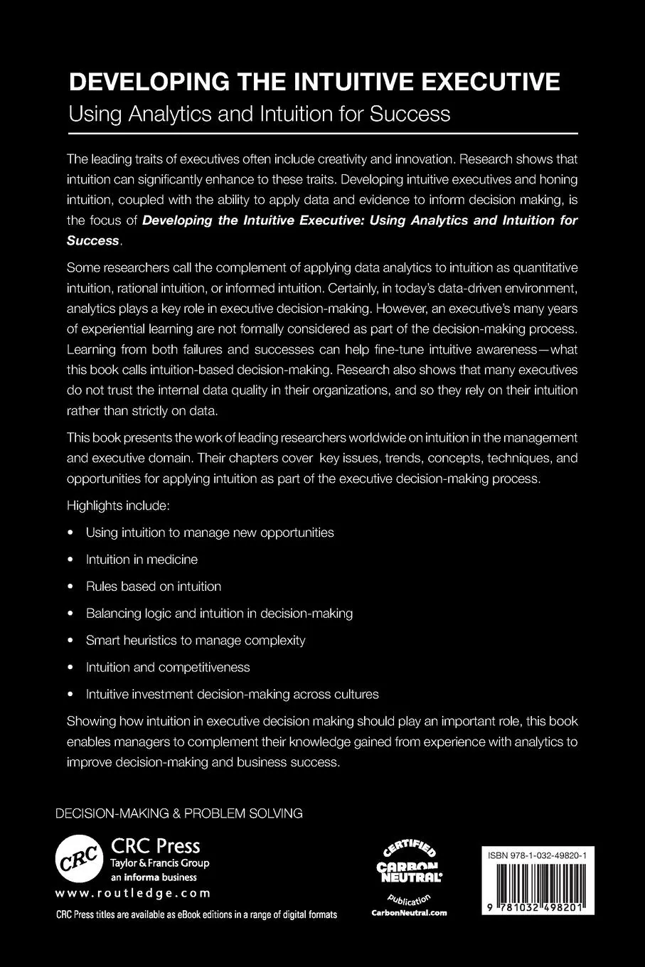Rückseite: 9781032498201 | Developing the Intuitive Executive | Jay Liebowitz | Taschenbuch