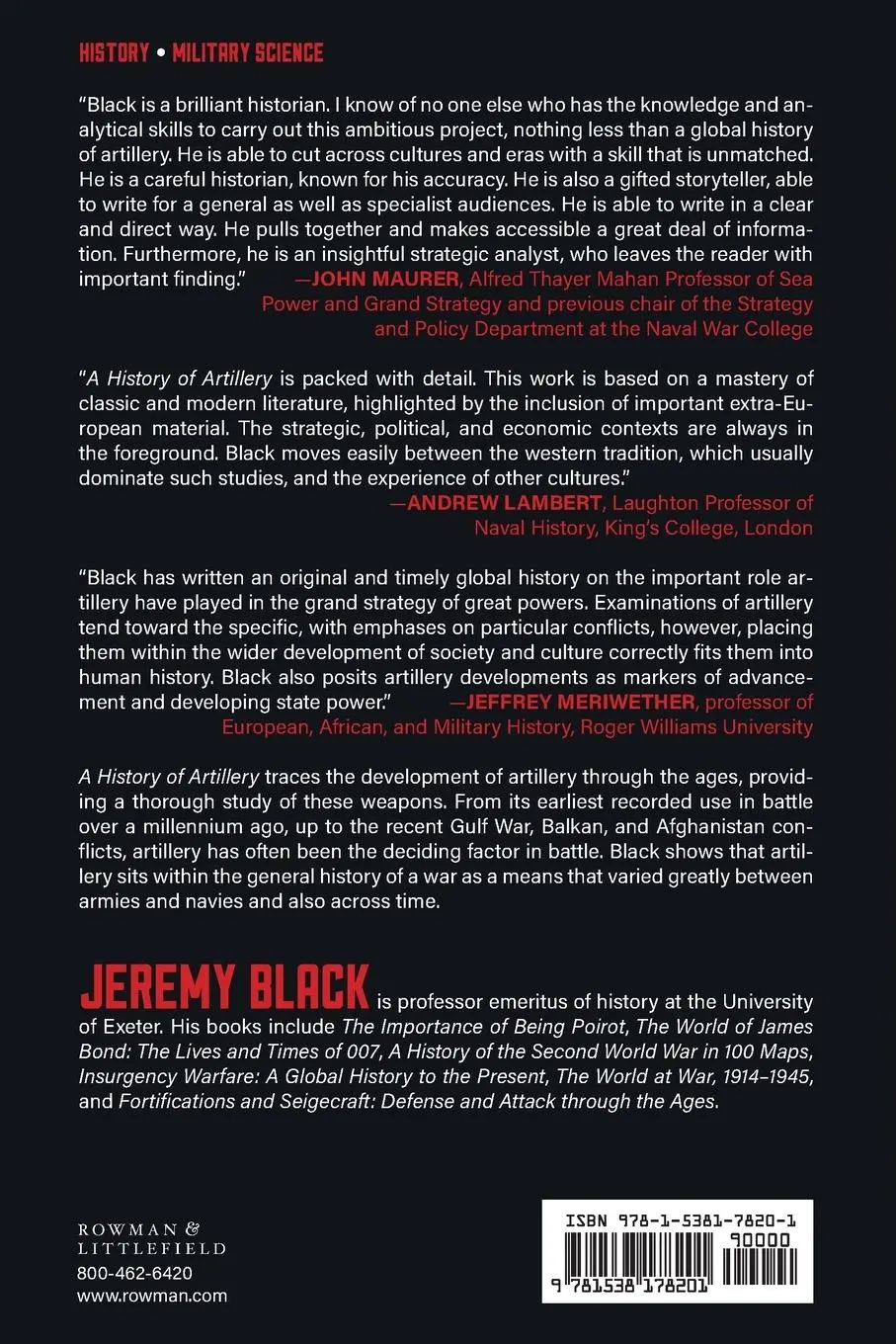 Rückseite: 9781538178201 | A History of Artillery | Jeremy Black | Taschenbuch | Englisch | 2023