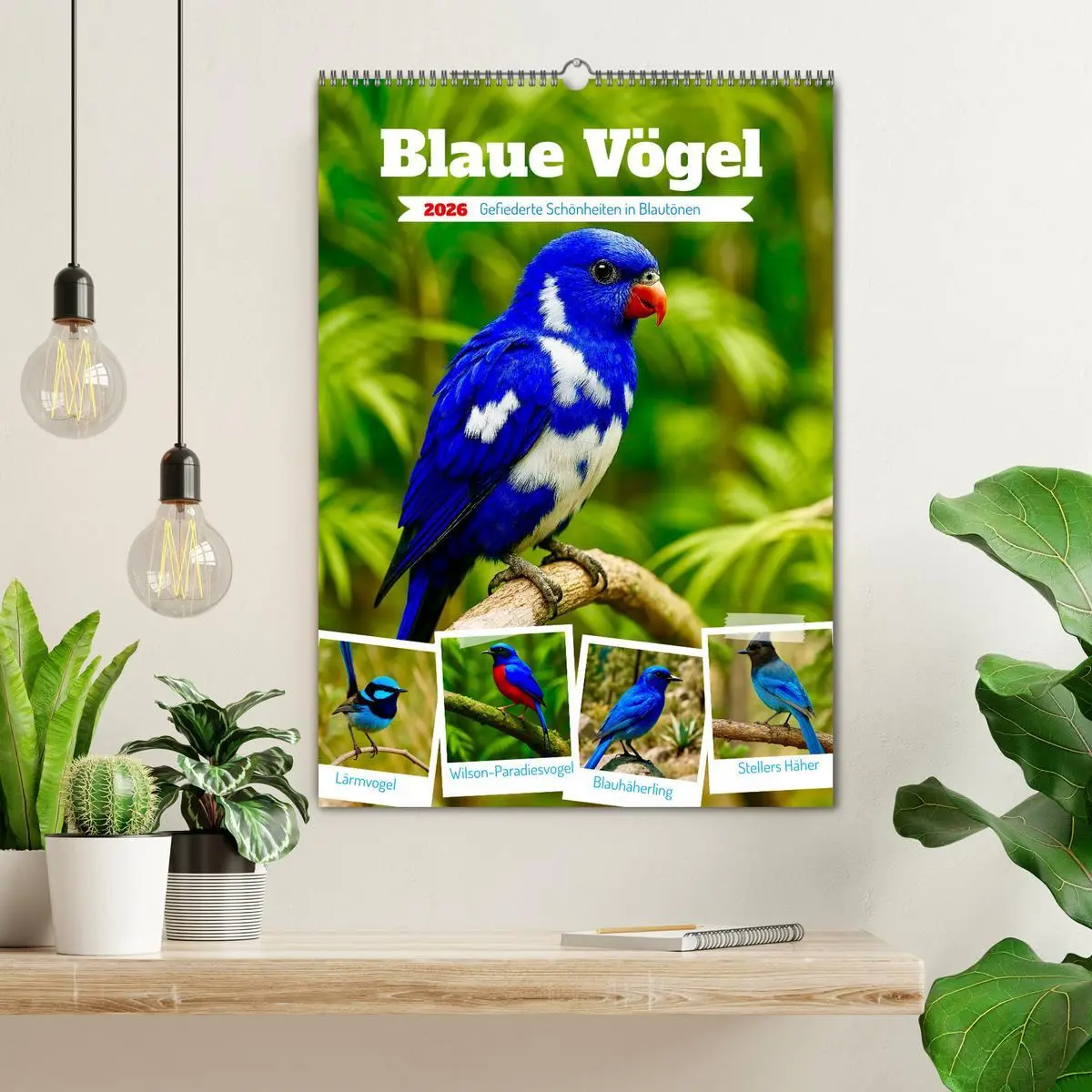 Bild: 9783516648201 | Blaue Vögel (Wandkalender 2026 DIN A2 hoch), CALVENDO Monatskalender