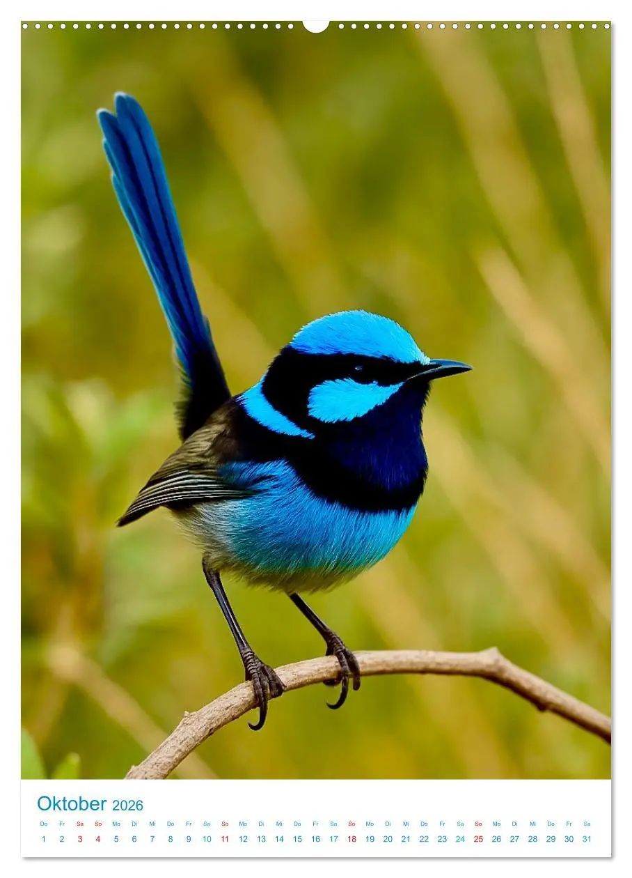 Bild: 9783516648201 | Blaue Vögel (Wandkalender 2026 DIN A2 hoch), CALVENDO Monatskalender