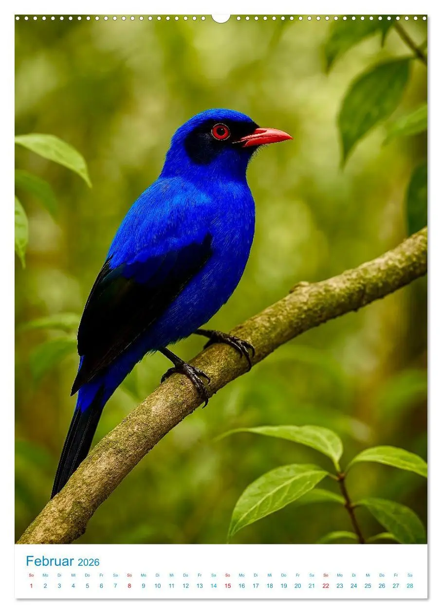 Bild: 9783516648201 | Blaue Vögel (Wandkalender 2026 DIN A2 hoch), CALVENDO Monatskalender