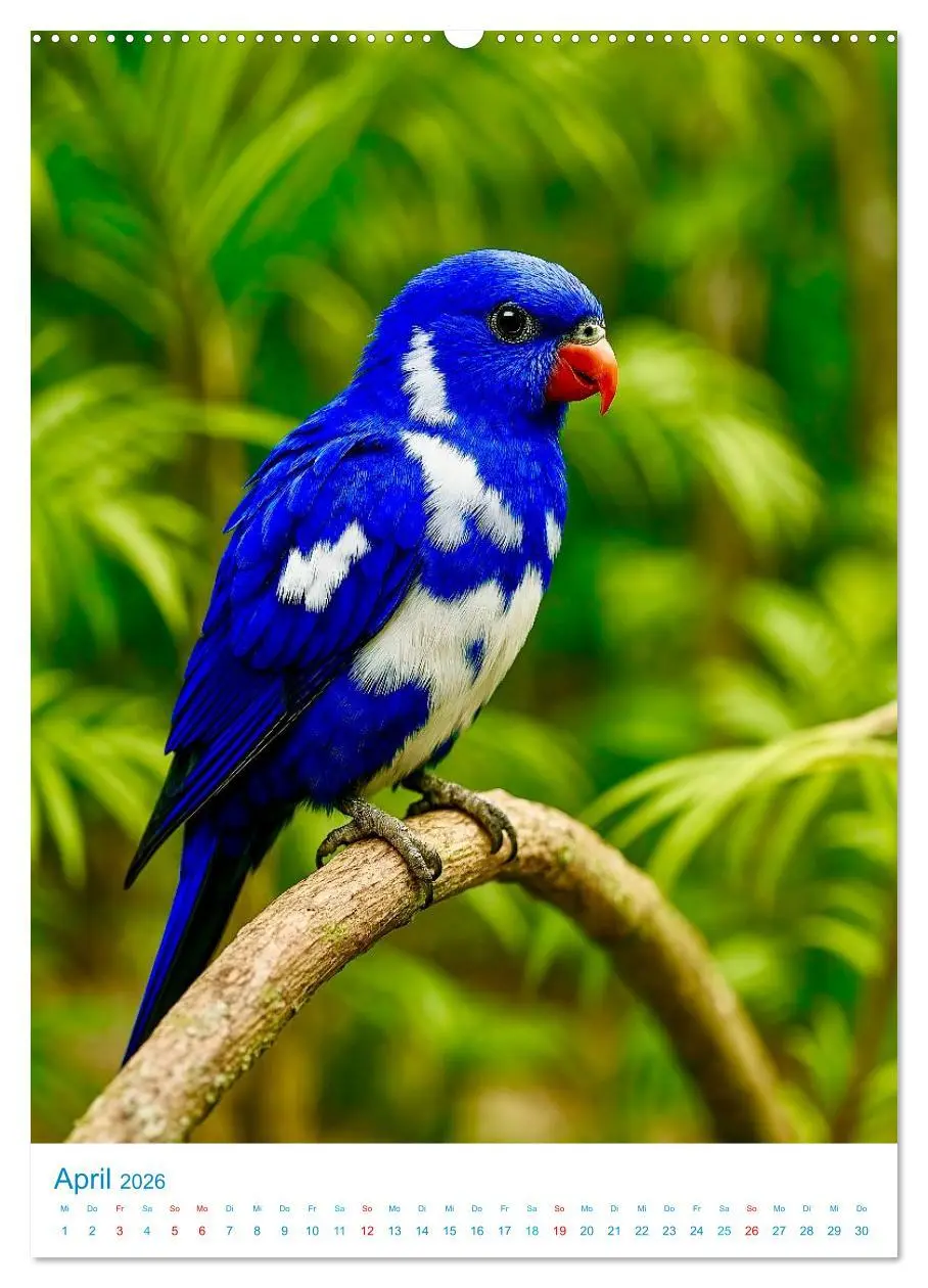 Bild: 9783516648201 | Blaue Vögel (Wandkalender 2026 DIN A2 hoch), CALVENDO Monatskalender