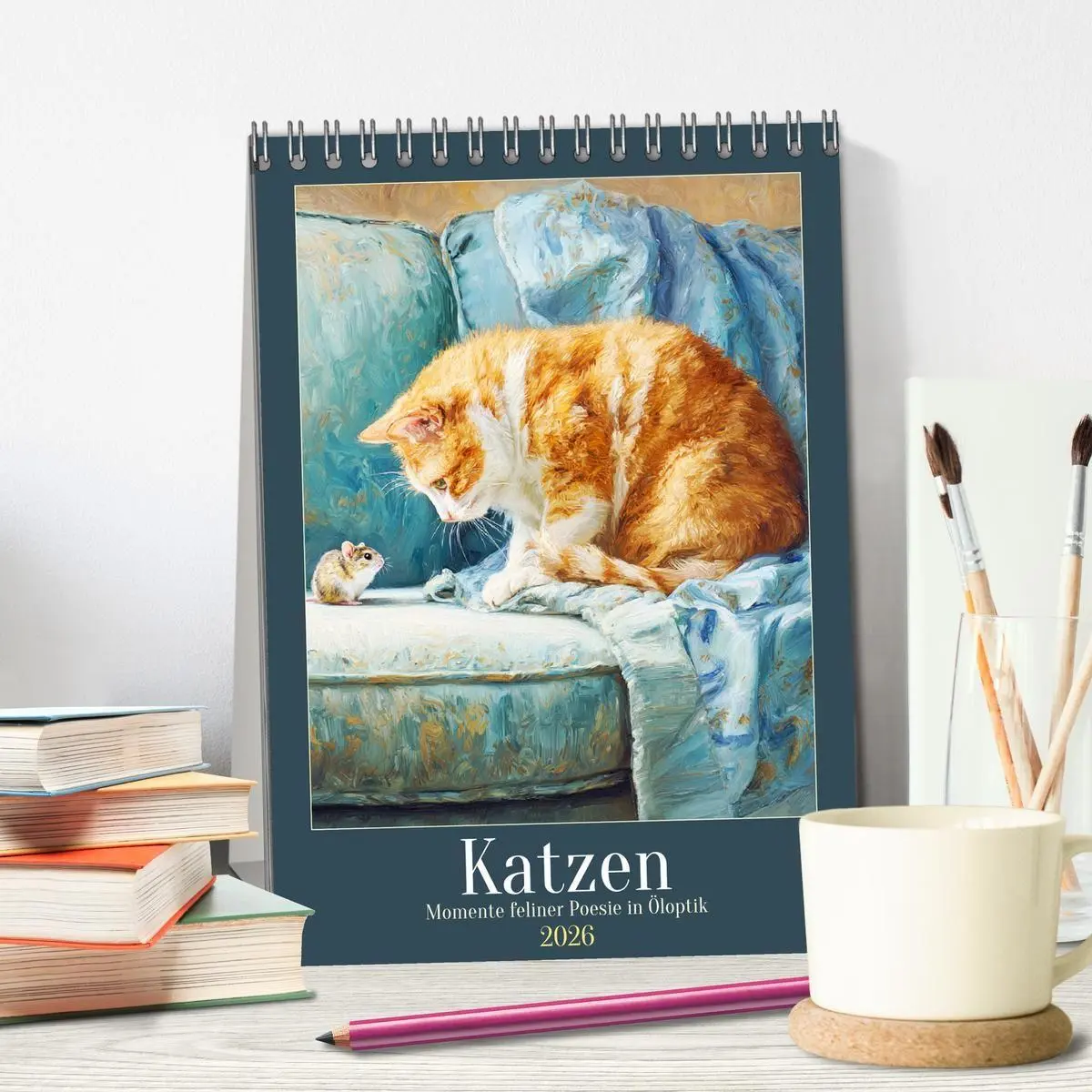 Bild: 9783516718201 | Katzen. Momente feliner Poesie in Öloptik (Tischkalender 2026 DIN...