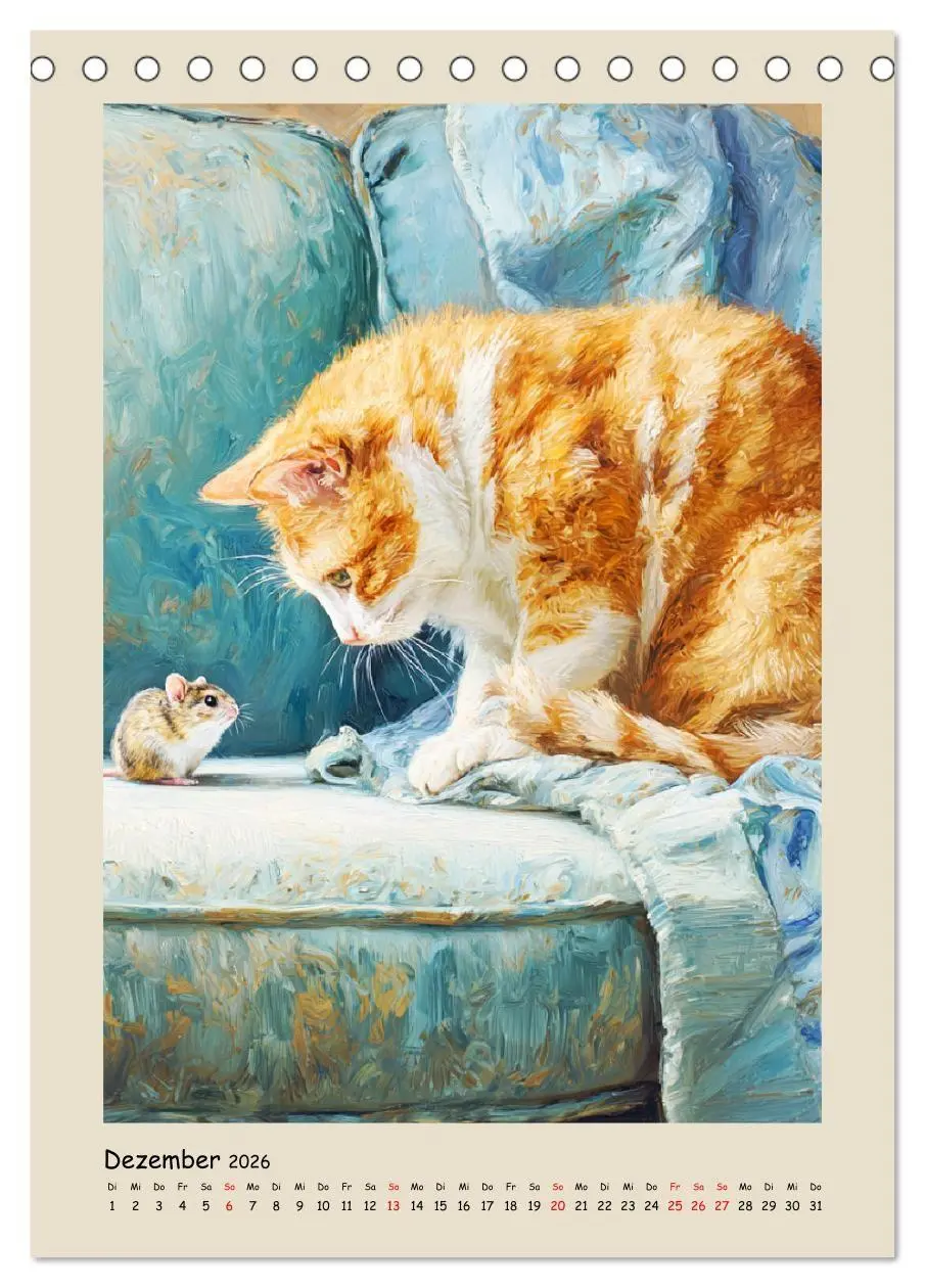 Bild: 9783516718201 | Katzen. Momente feliner Poesie in Öloptik (Tischkalender 2026 DIN...