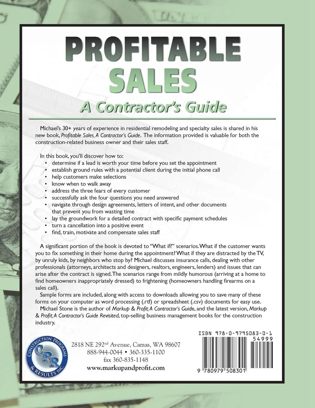 Rückseite: 9780979508301 | Profitable Sales | A Contractor's Guide | Michael C Stone | Buch