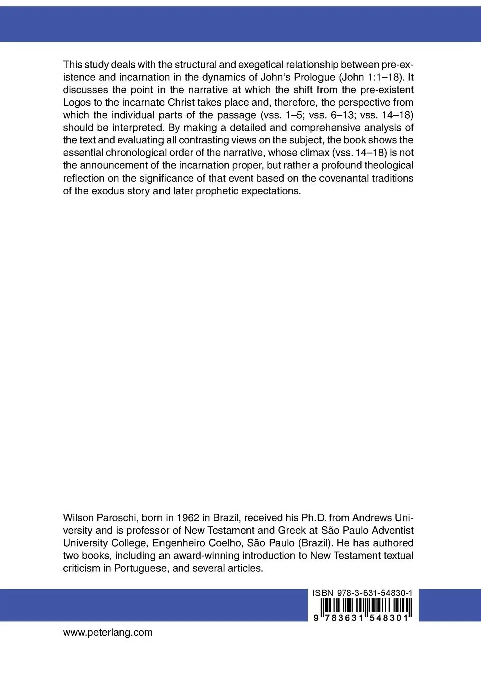 Rückseite: 9783631548301 | Incarnation and Covenant in the Prologue to the Fourth Gospel (John...