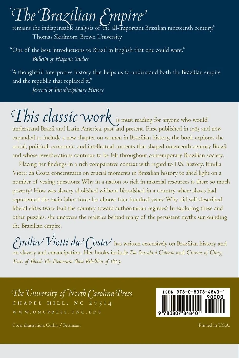 Rückseite: 9780807848401 | The Brazilian Empire | Myths and Histories | Emilia Viotti Da Costa