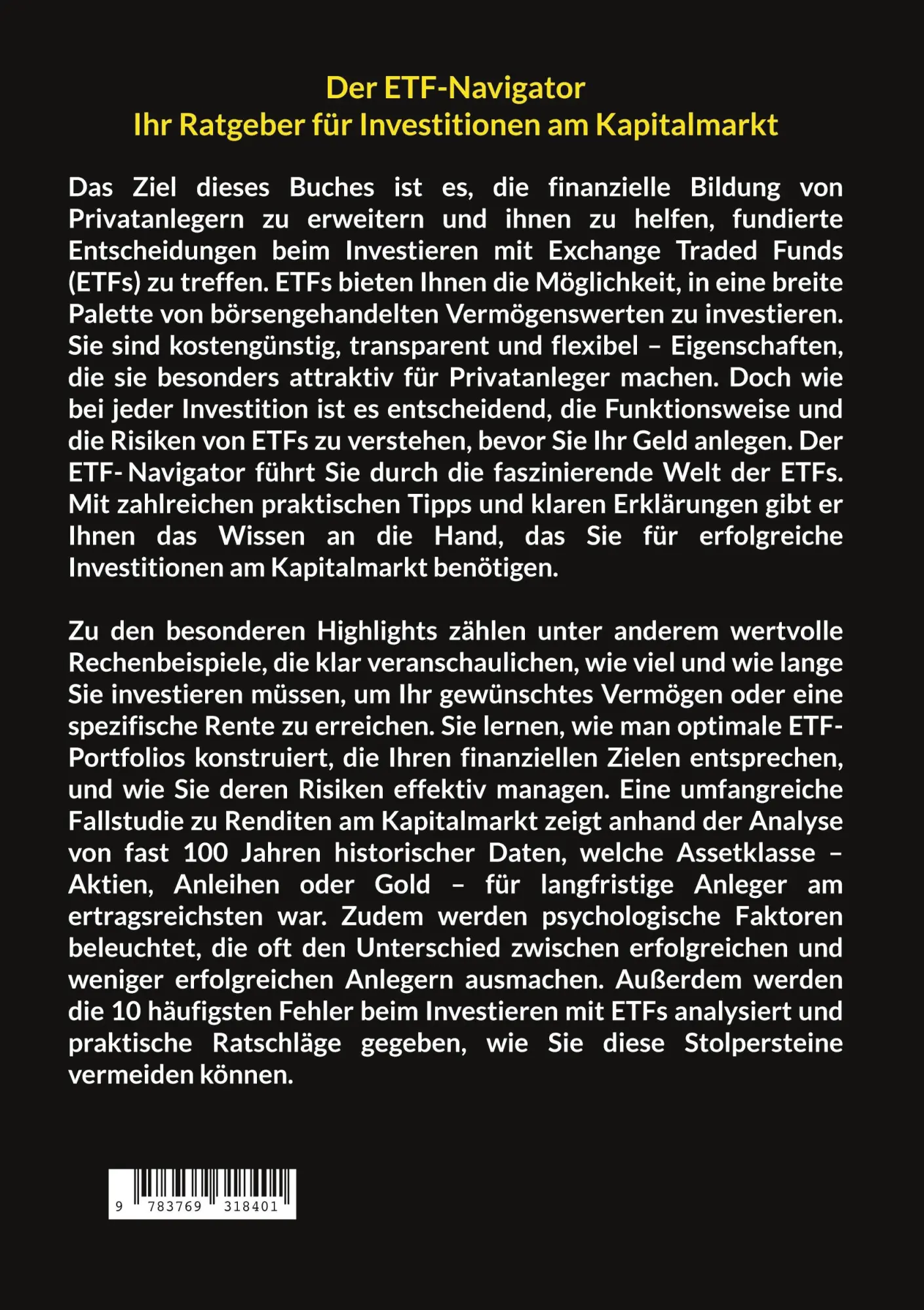 Rückseite: 9783769318401 | ETF-Navigator: Das Handbuch für clevere Anleger, die am...