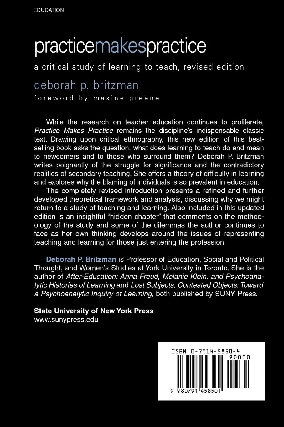 Rückseite: 9780791458501 | Practice Makes Practice | Deborah P. Britzman | Taschenbuch | Englisch