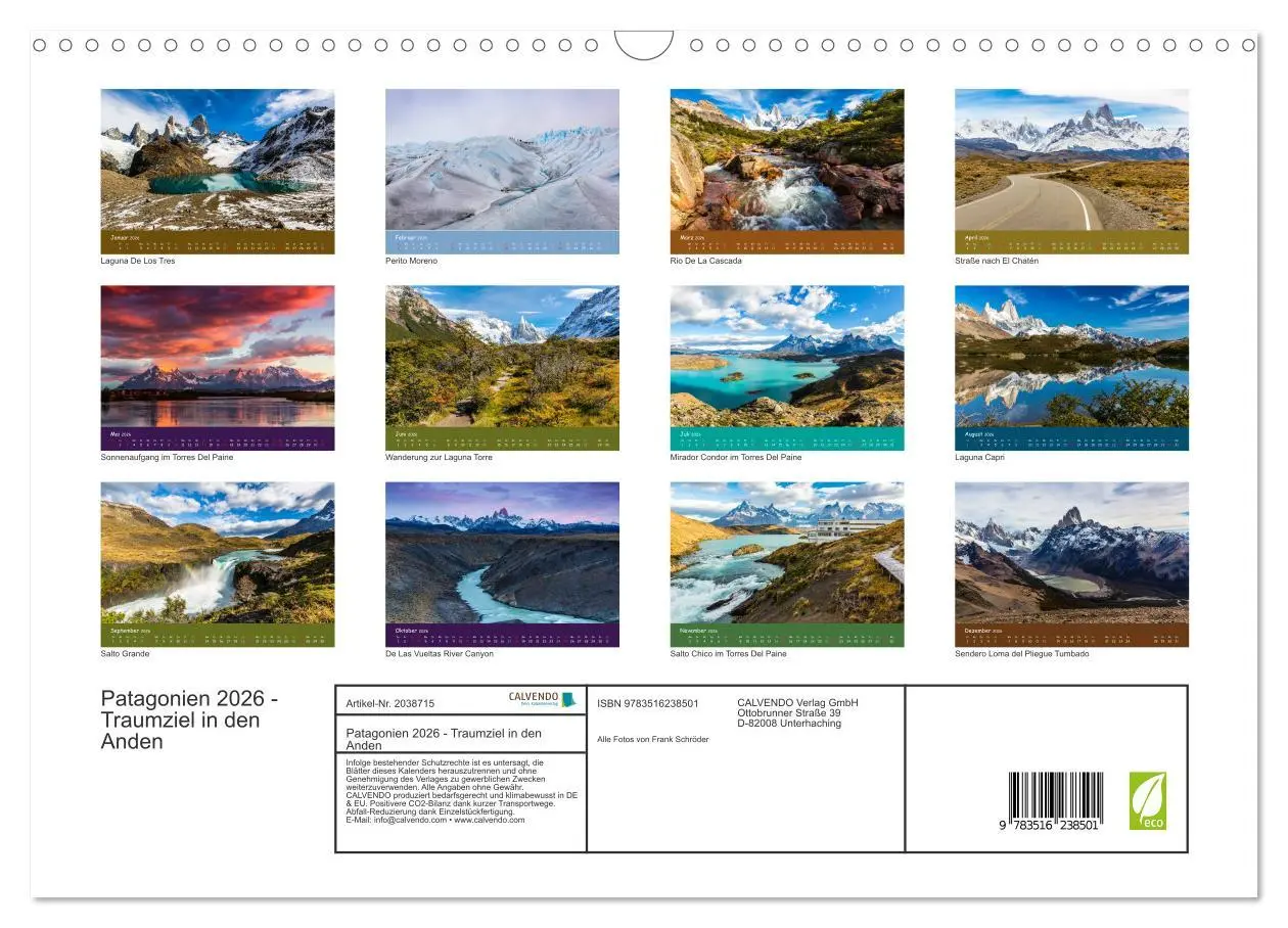 Bild: 9783516238501 | Patagonien 2026 - Traumziel in den Anden (Wandkalender 2026 DIN A3...