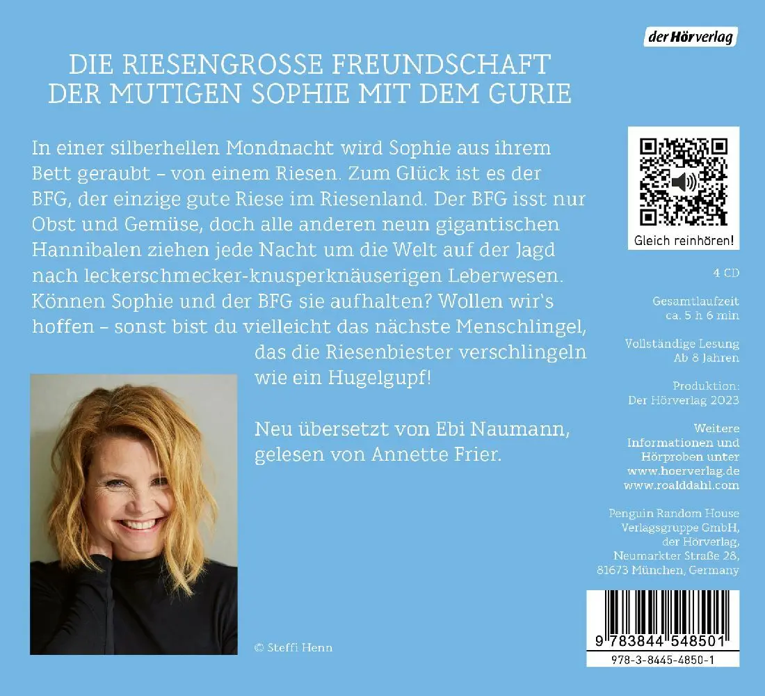 Bild: 9783844548501 | Sophie und der Riese,4 Audio-CD | Neu übersetzt für Kinder ab 8 Jahren