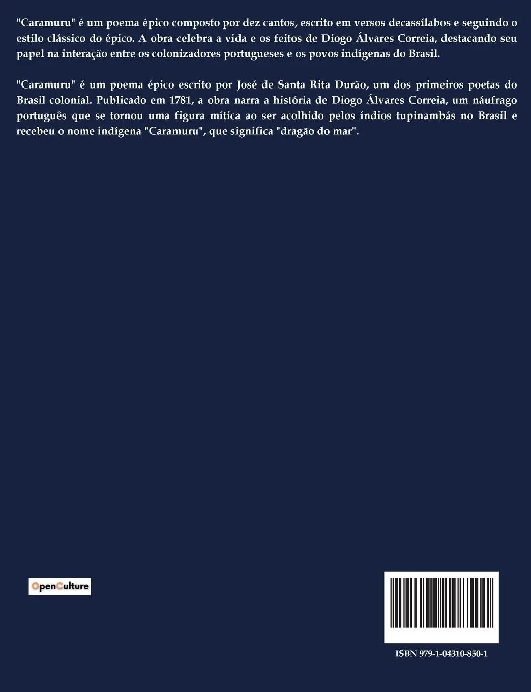 Rückseite: 9791043108501 | Caramuru | Uma epopeia sobre o descobrimento da Bahia | Durão | Buch