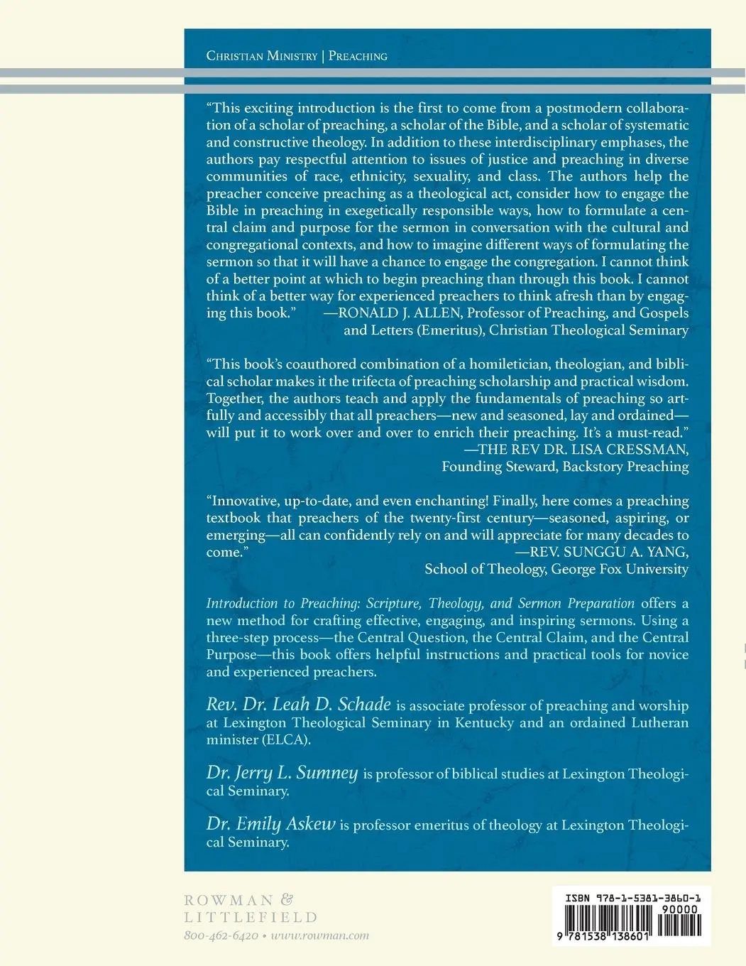 Rückseite: 9781538138601 | Introduction to Preaching | Leah D. Schade (u. a.) | Taschenbuch
