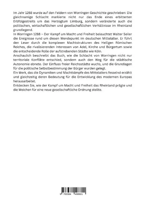 Rückseite: 9783384498601 | Worringen 1288 - Der Kampf um Macht und Freiheit | Walter Seiler