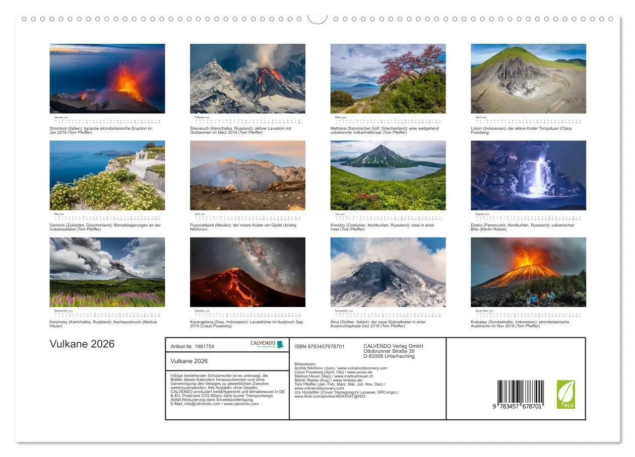 Bild: 9783457678701 | Vulkane 2026 (hochwertiger Premium Wandkalender 2026 DIN A2 quer),...