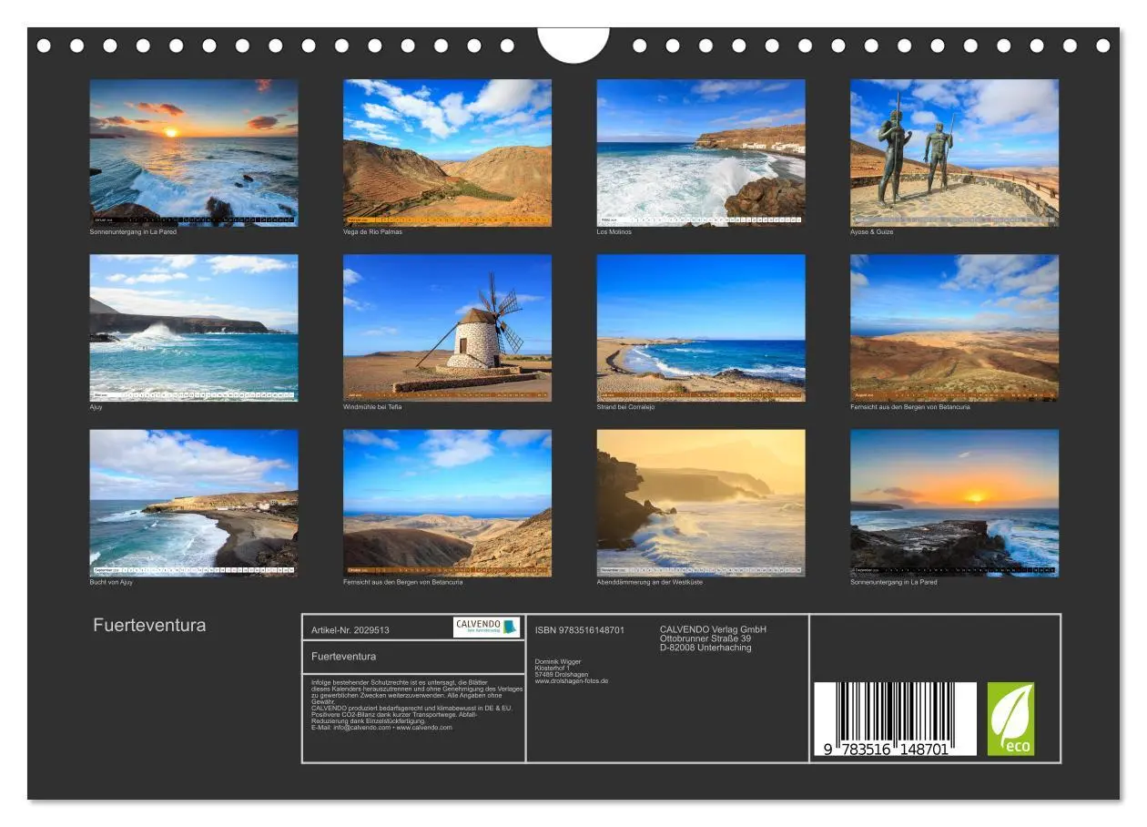 Bild: 9783516148701 | Fuerteventura (Wandkalender 2026 DIN A4 quer), CALVENDO Monatskalender