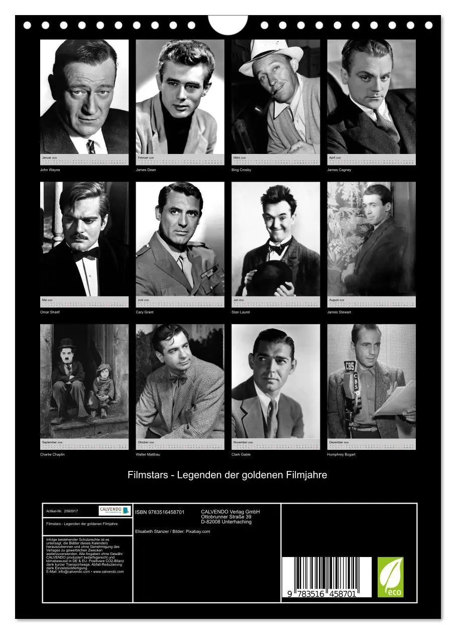 Bild: 9783516458701 | Filmstars - Legenden der goldenen Filmjahre (Wandkalender 2026 DIN...